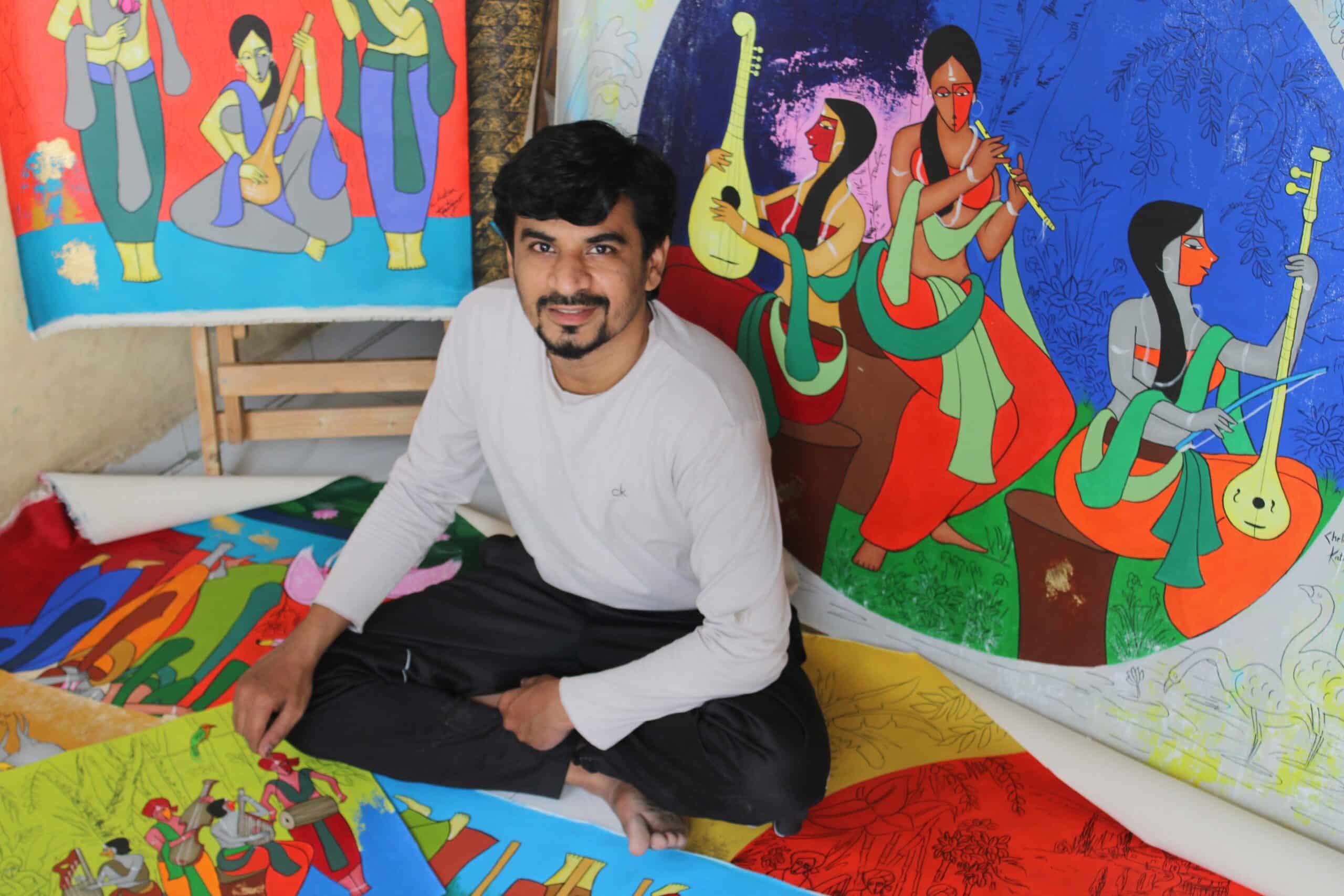 The artist's hand, guided by an inner vision, brings forth new realities