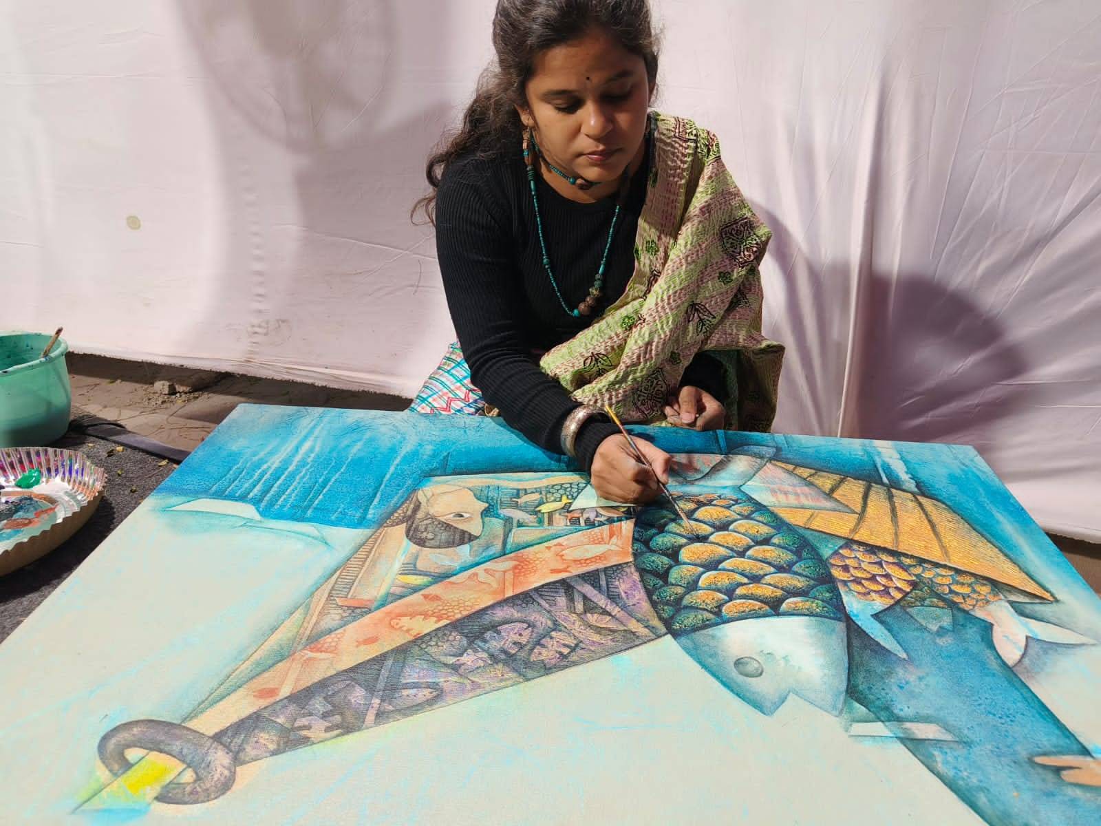 In the heart of creation: Witnessing the artist's process as new forms emerge.