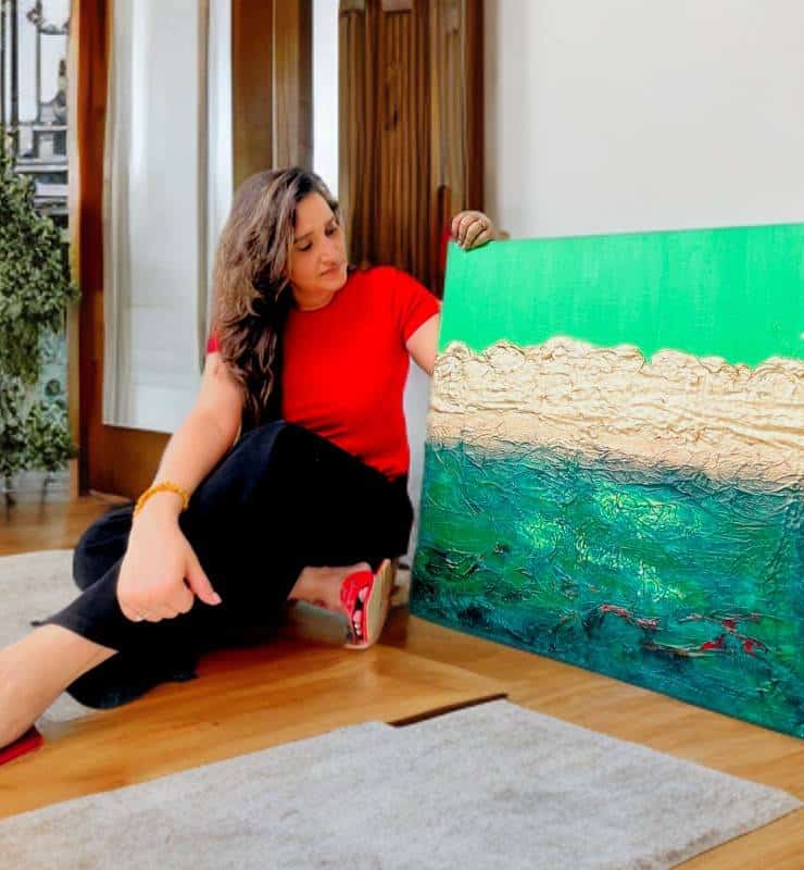 Fully immersed in the details of a new piece.