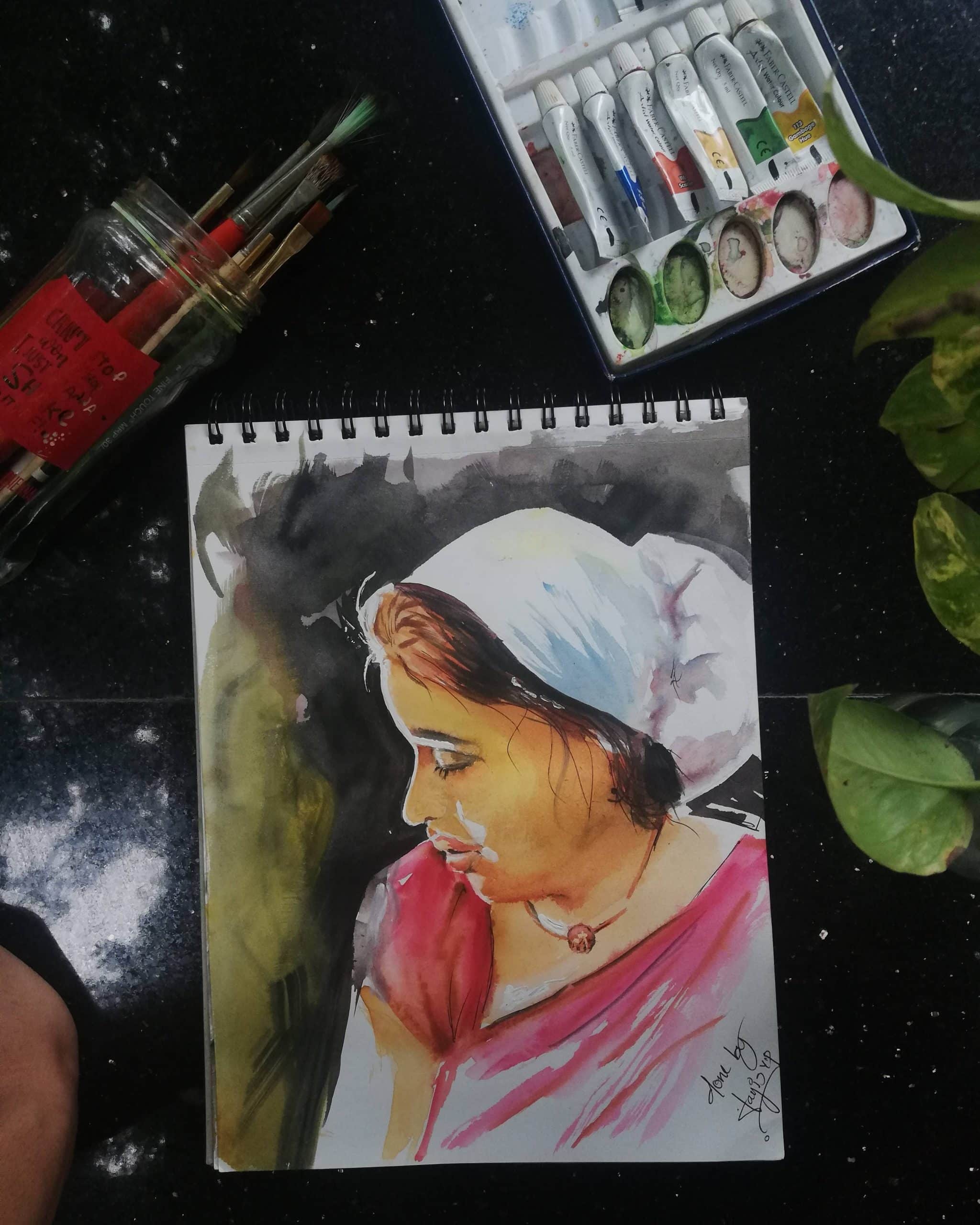 One of my favourite water color of a village women