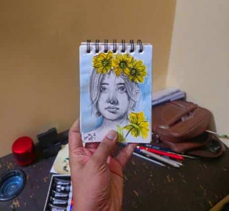 One of my combined art with pencil and water color