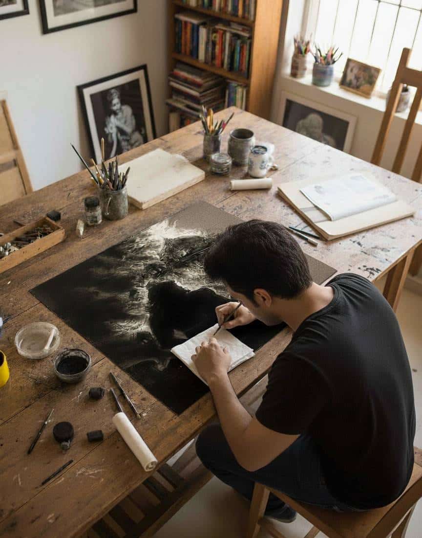 Creating the charcoal sketch of ' The Divine Wrath'